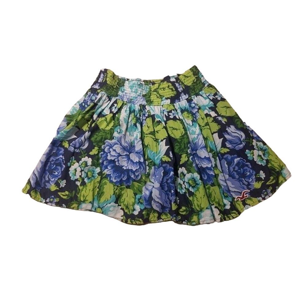 Hollister Floral Print Skirt Size XS Blue Green